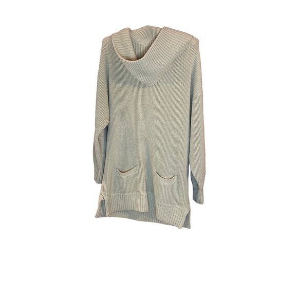 Vintage SidEffectsBeige Cowl Neck Ribbed Tunic Sweater with Pockets Sz M - Picture 1 of 10